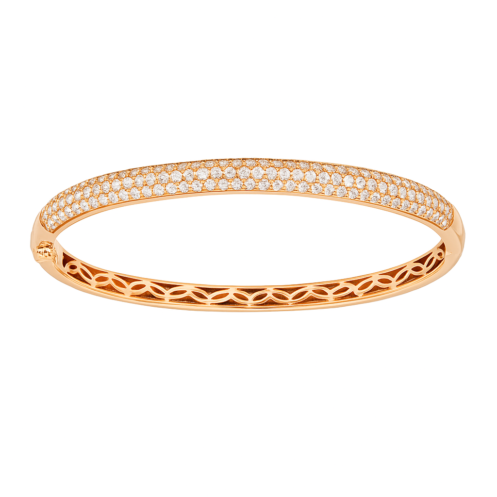 18K Rose Gold Diamond Bangle, 1.89ct