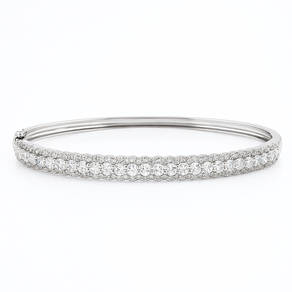 18K White Gold Diamond Bangle, 3.1ct