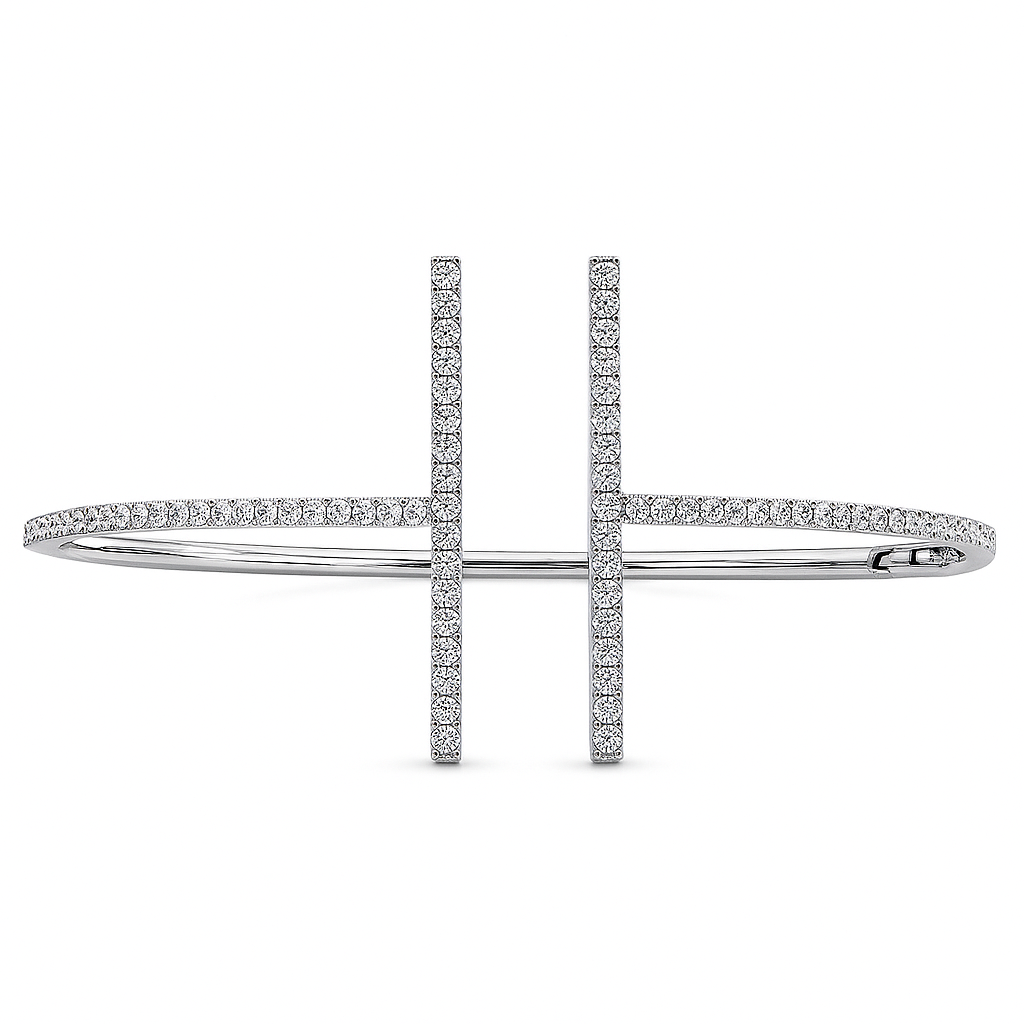 18K White Gold Diamond Bangle, 1.16ct