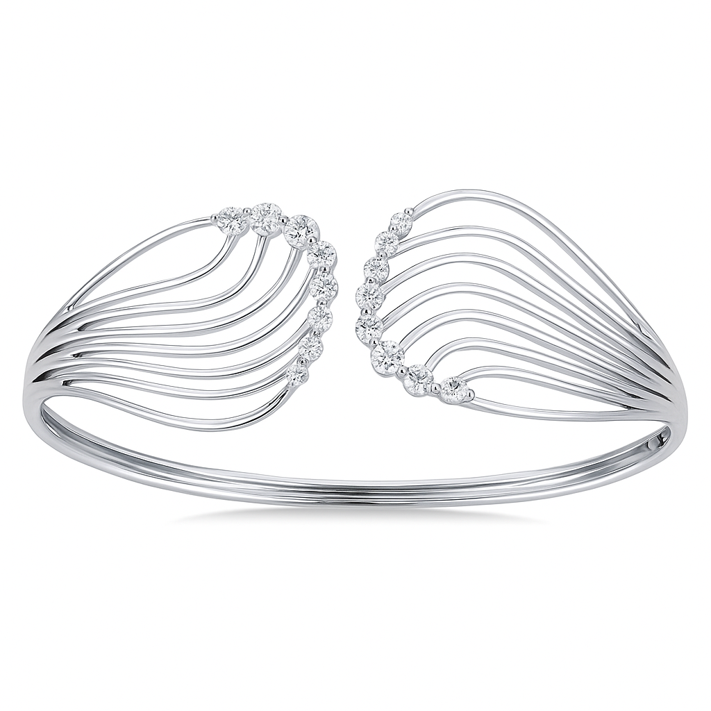 18K White Gold Diamond Bangle, 0.86ct