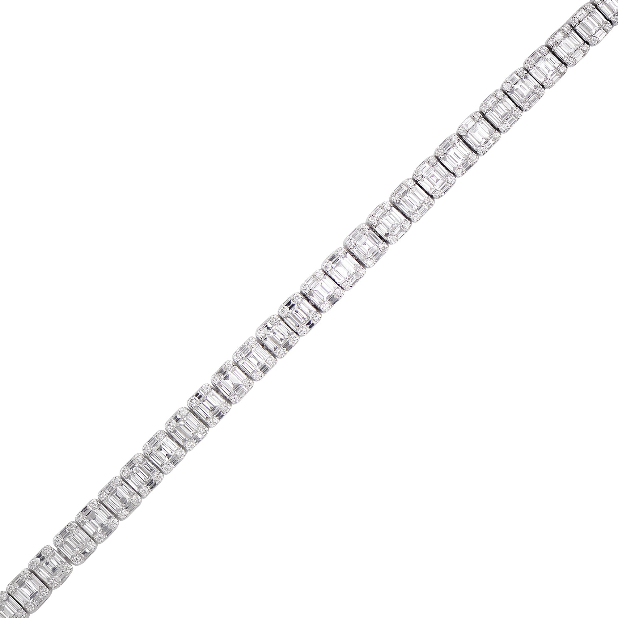 18K White Gold Baguette Illusion Bracelet, 6.82ct