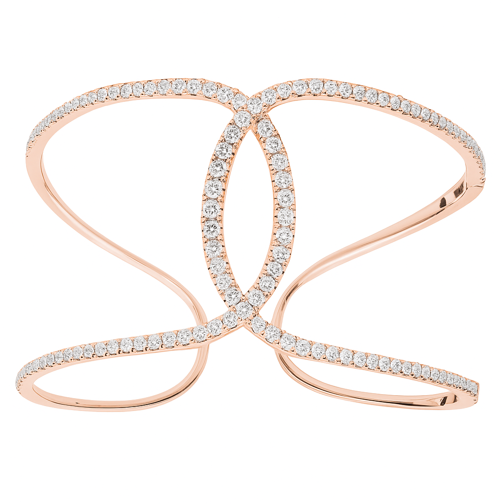 18K Rose Gold Diamond Bangle, 2.56ct