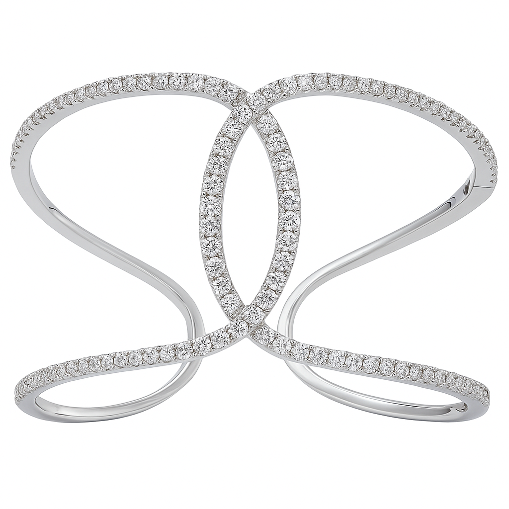 18K White Gold Diamond Bangle, 2.56ct