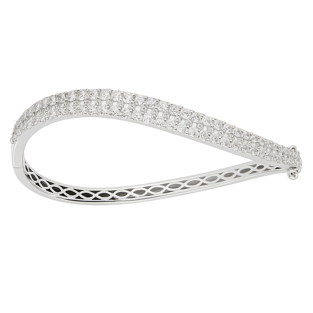 18K White Gold Diamond Bangle, 2.43ct