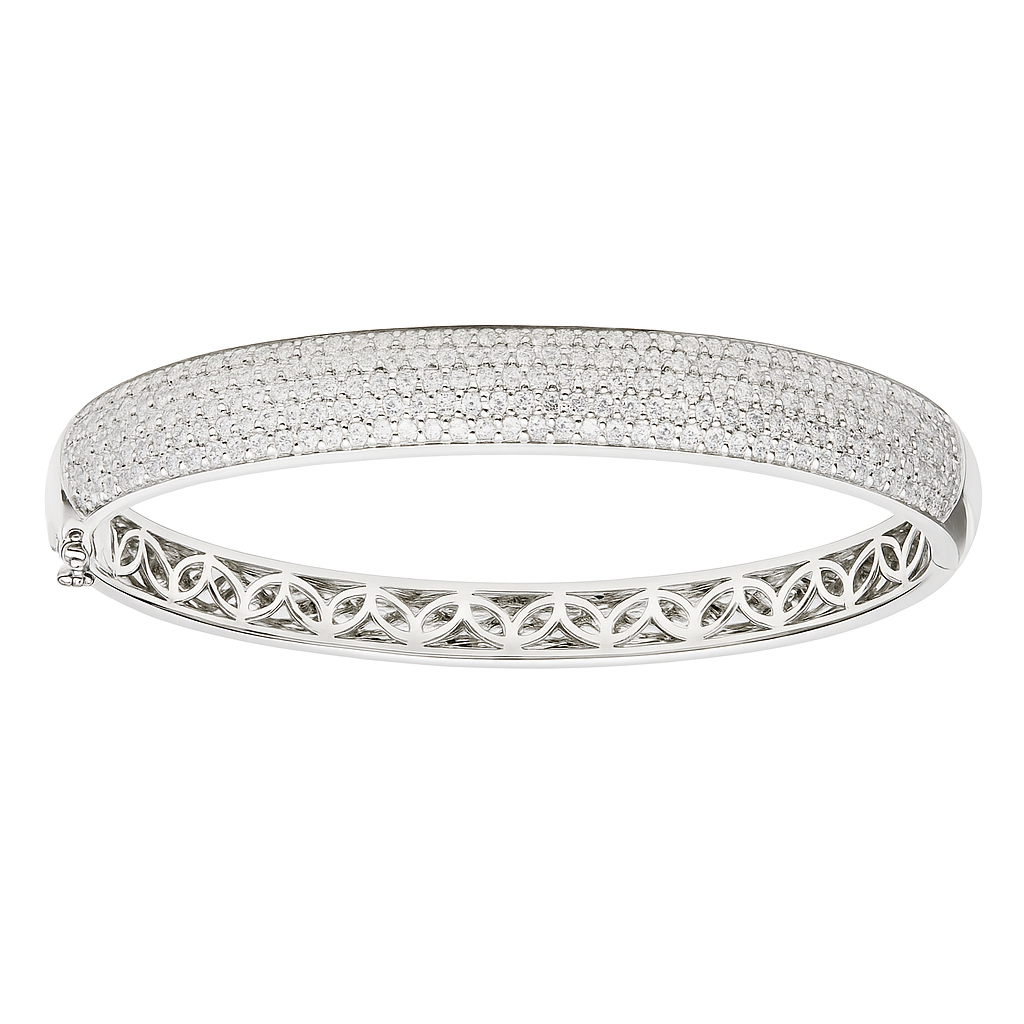 18K White Gold Diamond Bangle, 2.85ct
