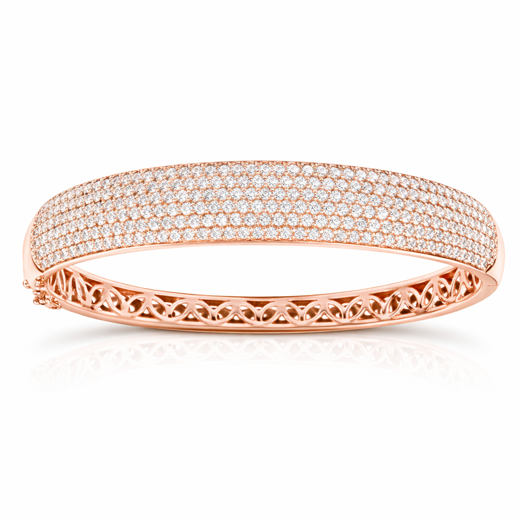 18K Rose Gold Diamond Bangle, 3.75ct