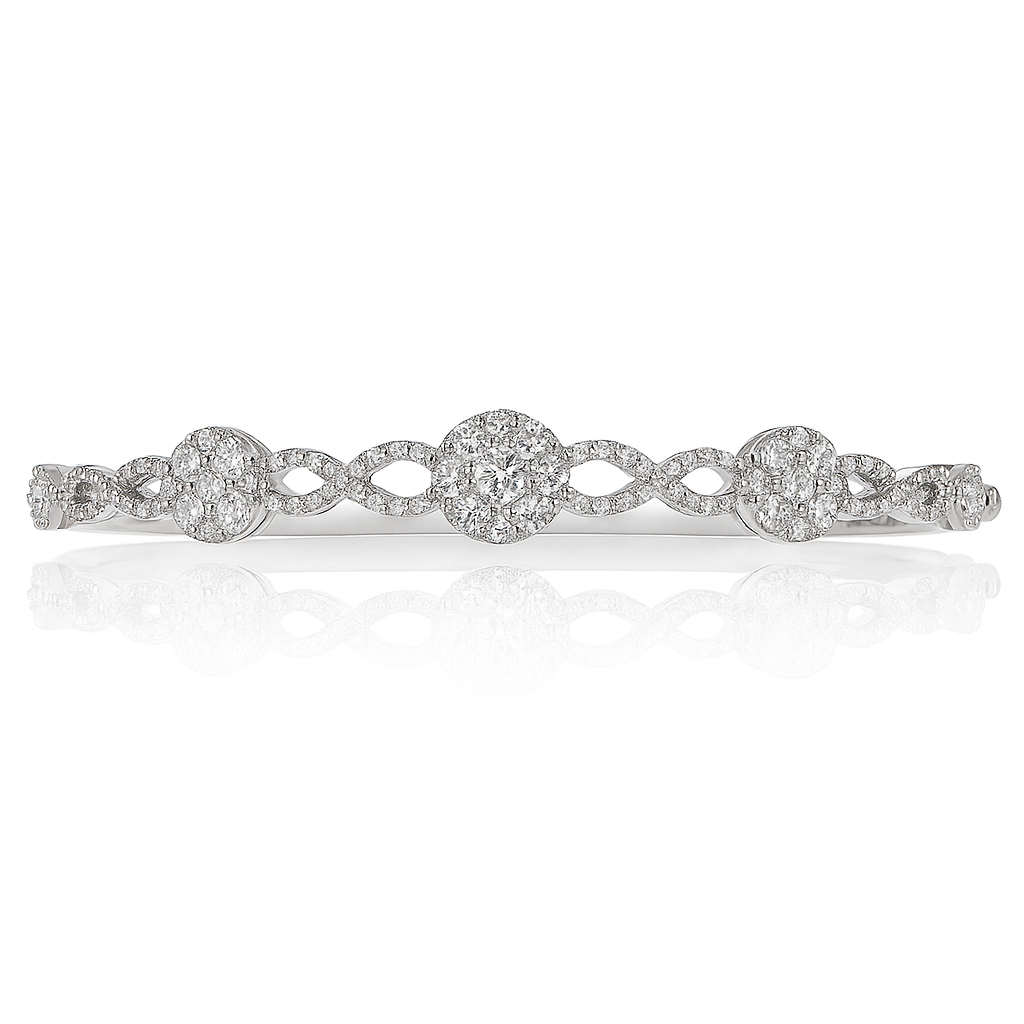 18K White Gold Diamond Bangle, 1.76ct