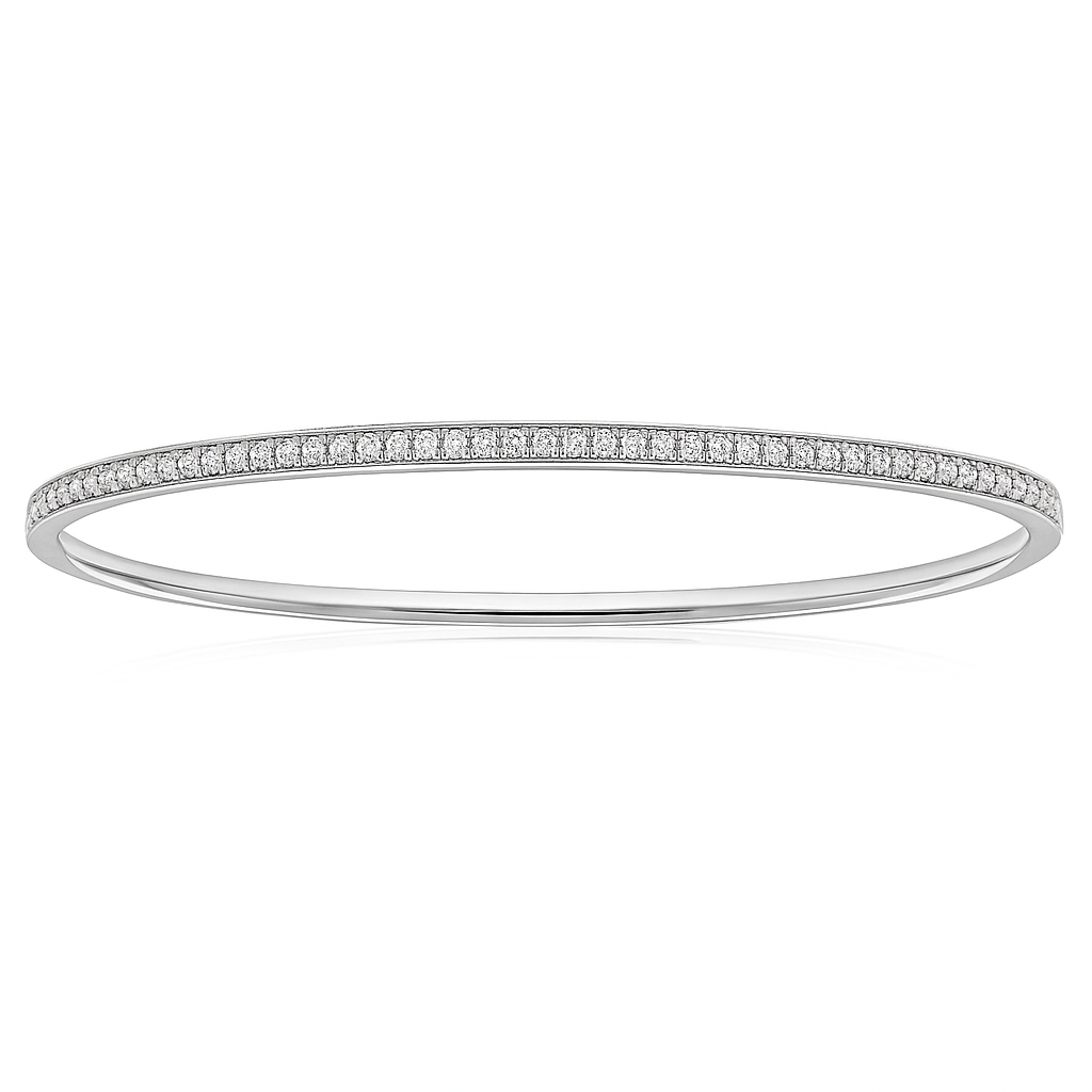 18K White Gold Diamond Bangle, 0.9ct