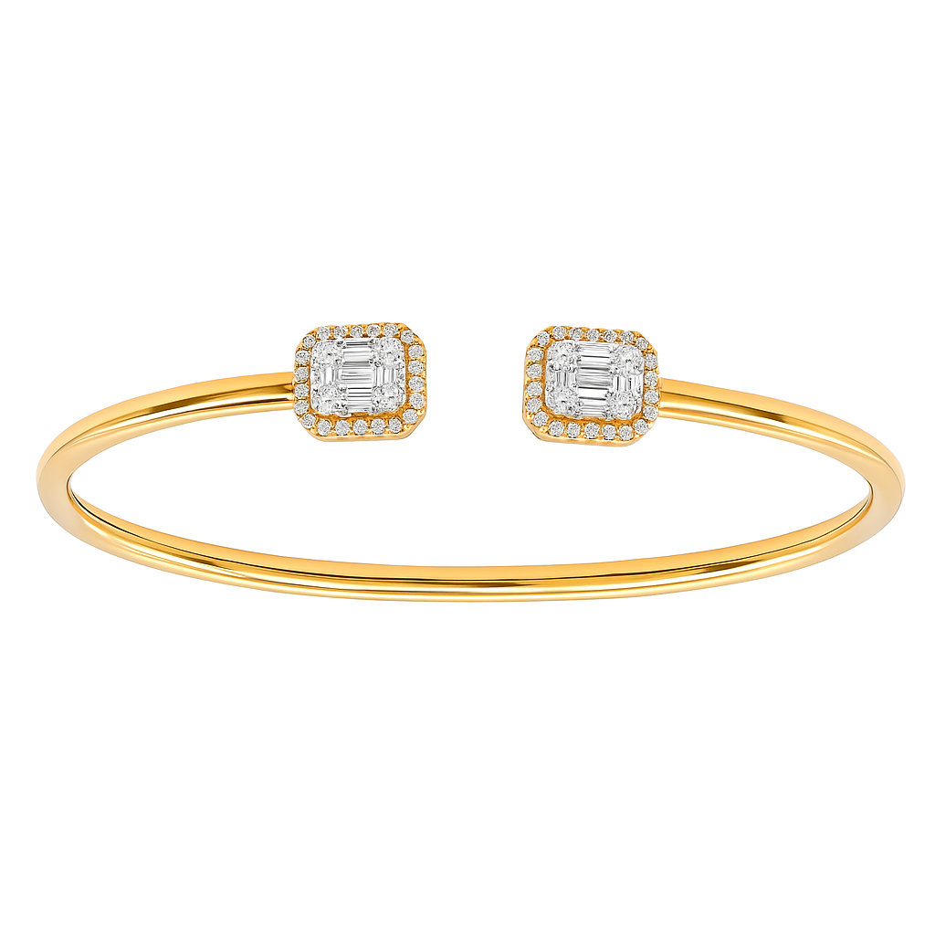 18K Rose Gold Baguette Illusion Bangle, 0.75ct