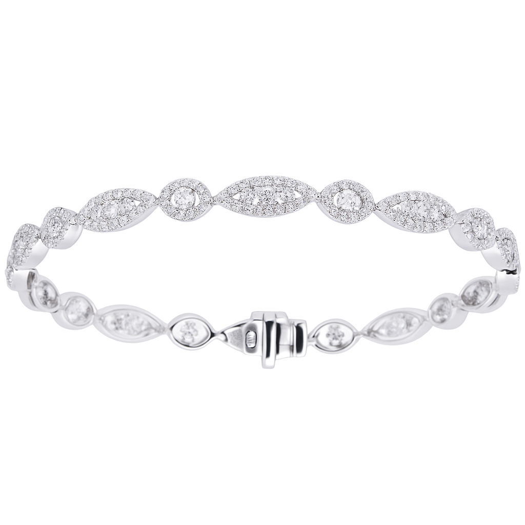 18K White Gold Diamond Bracelet, 3.3ct