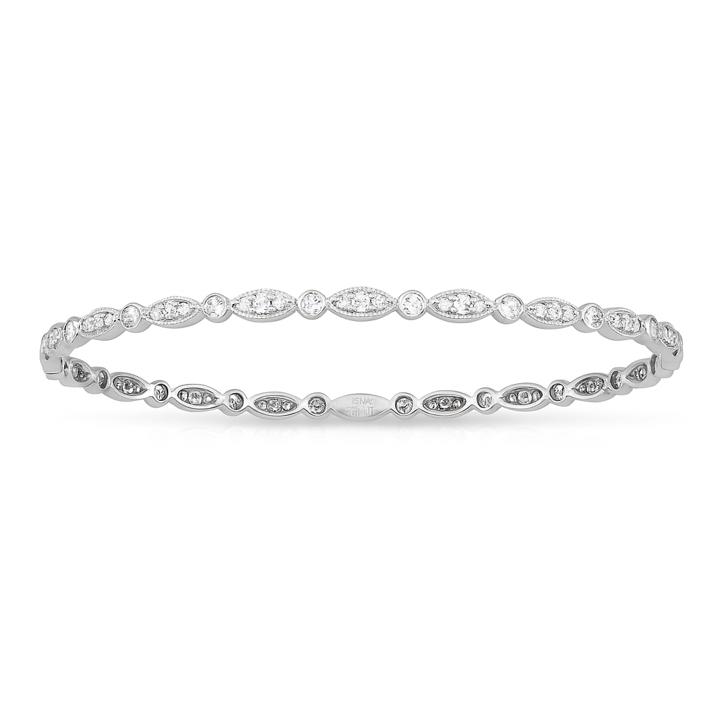 18K White Gold Diamond Bangle, 1.55ct