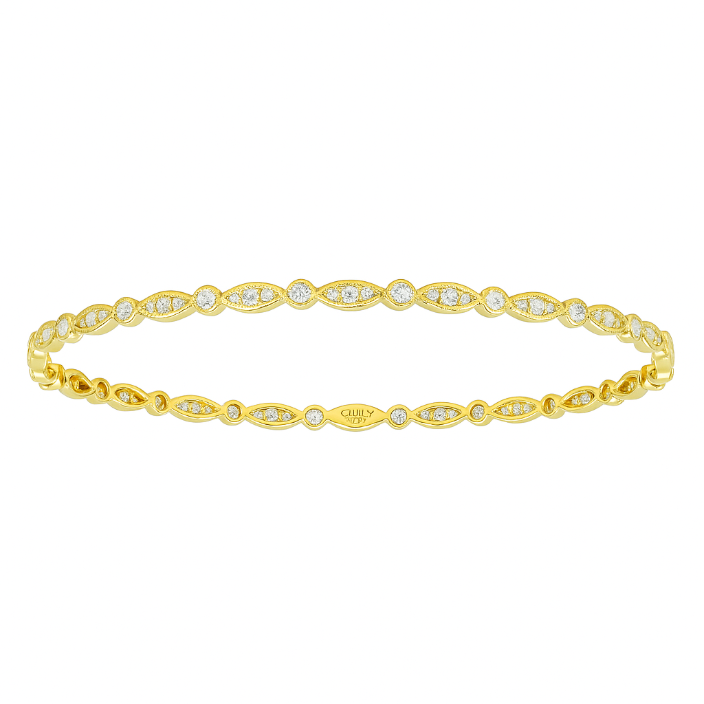 18K Yellow Gold Diamond Bangle, 1.58ct