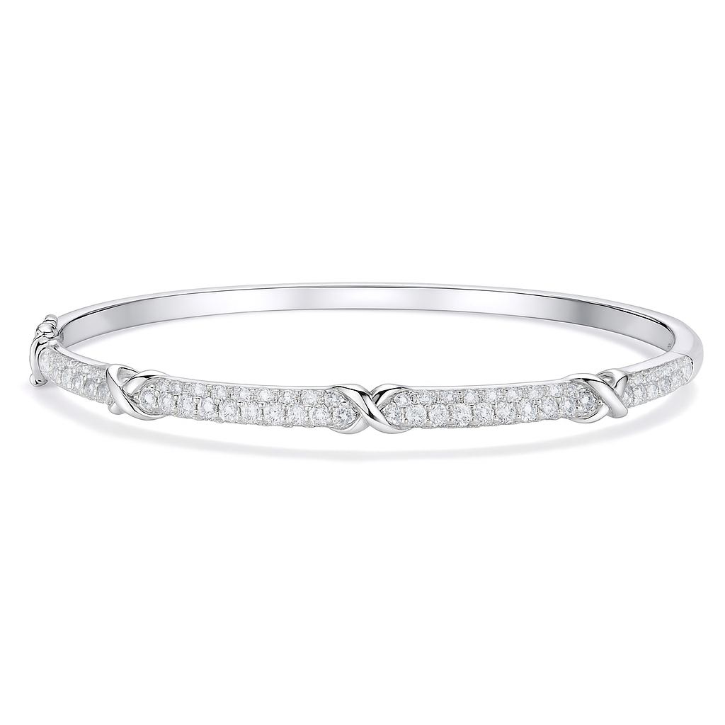 18K White Gold Diamond Bangle, 1.93ct