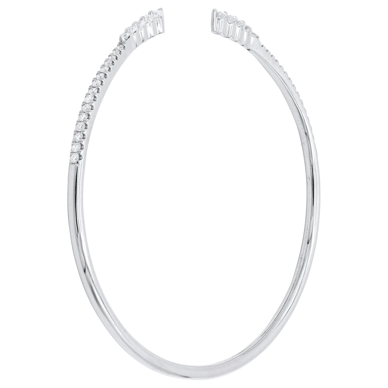 14K White Gold Diamond Claw Bangle
