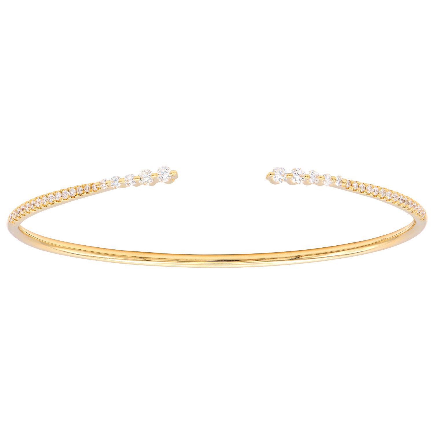 14K Yellow Gold Diamond Claw Bangle