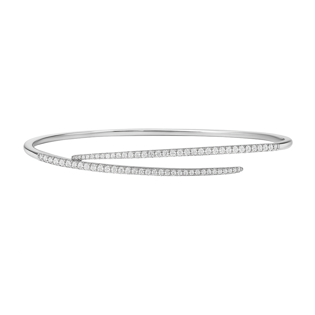 18K White Gold Diamond Bangle, 0.6ct