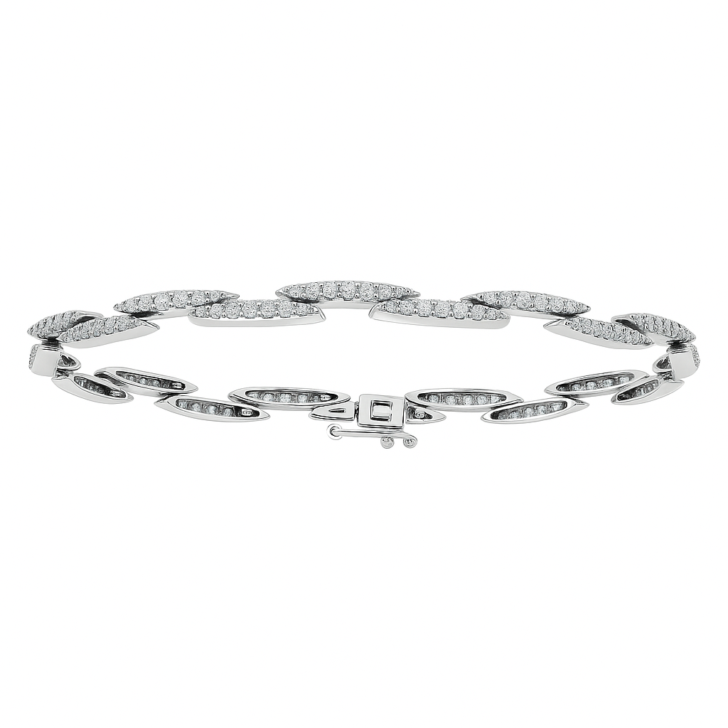 18K White Gold Diamond Bracelet, 1ct