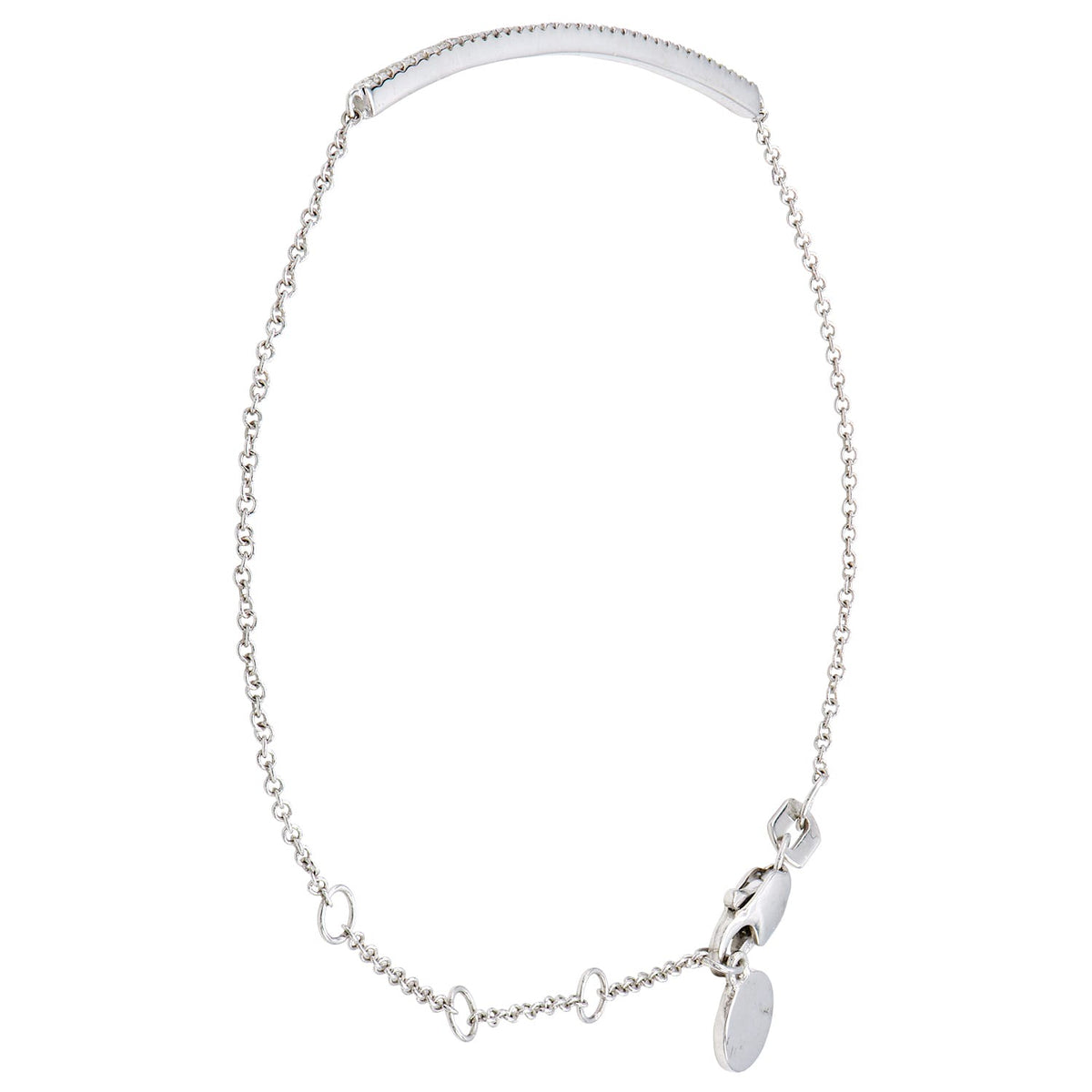 14K White Gold Diamond Bar Bracelet - Large, 0.27ct