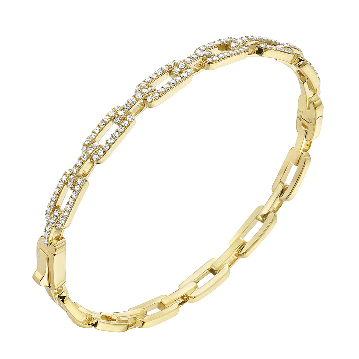 14K Yellow Gold Diamond Link Bracelet, 0.88ct