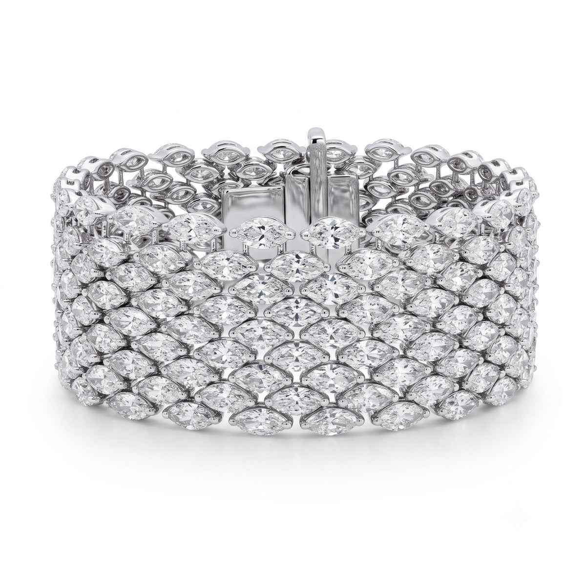 Handmade 18K White Gold Diamond Bracelet, 33.3ct