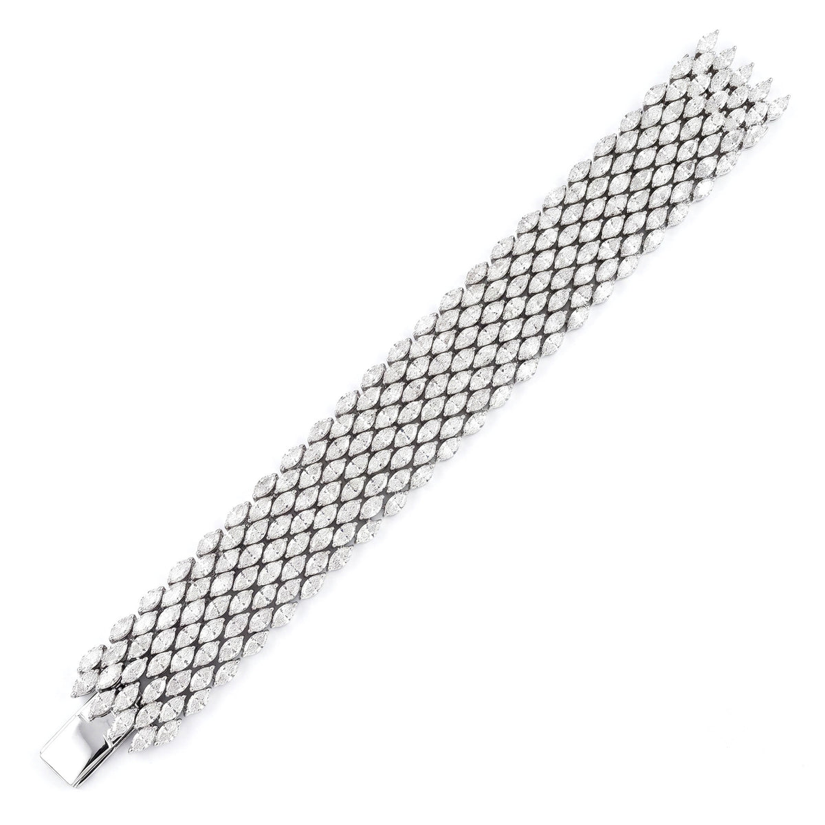 Handmade 18K White Gold Diamond Bracelet, 33.3ct