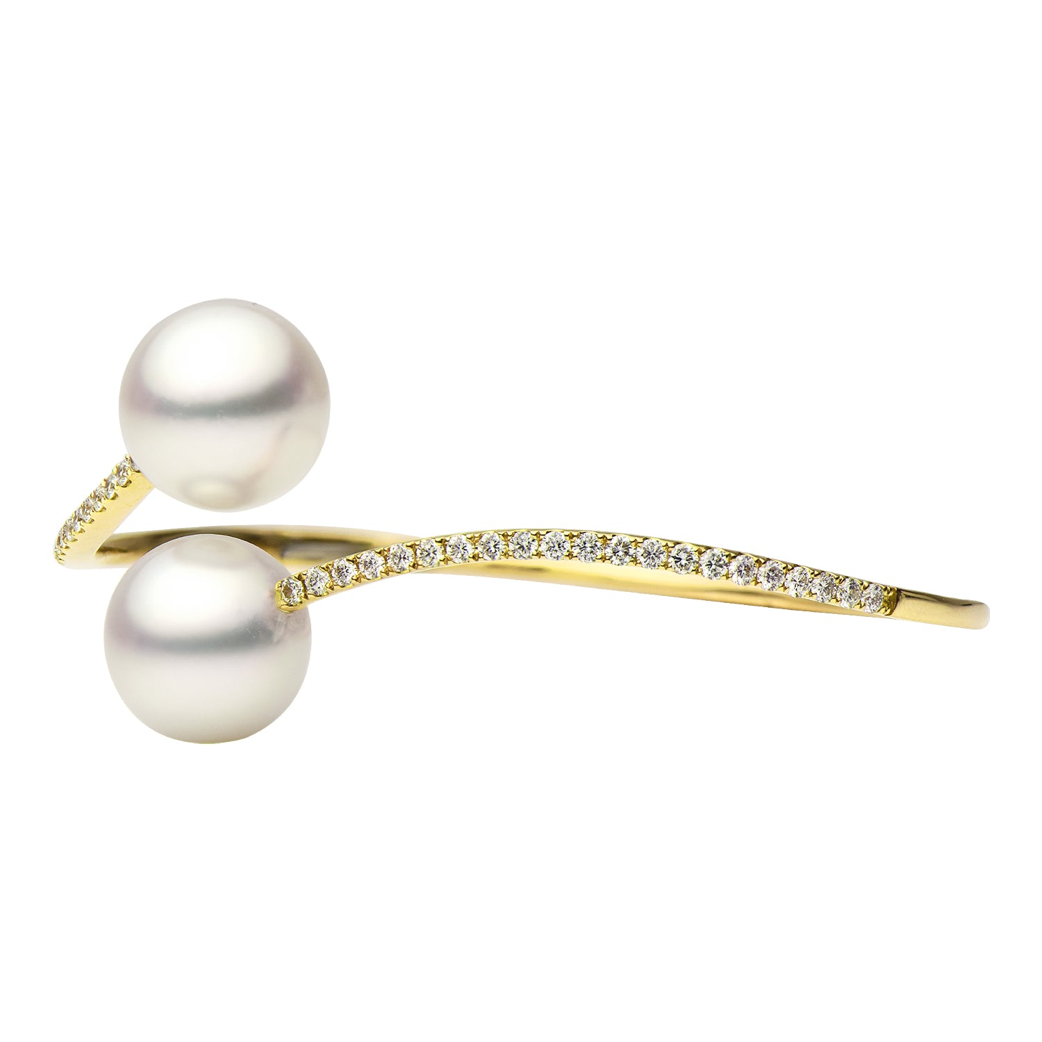 14K Yellow Gold Freshwater Pearl Bracelet, 11-12mm, 0.92ct
