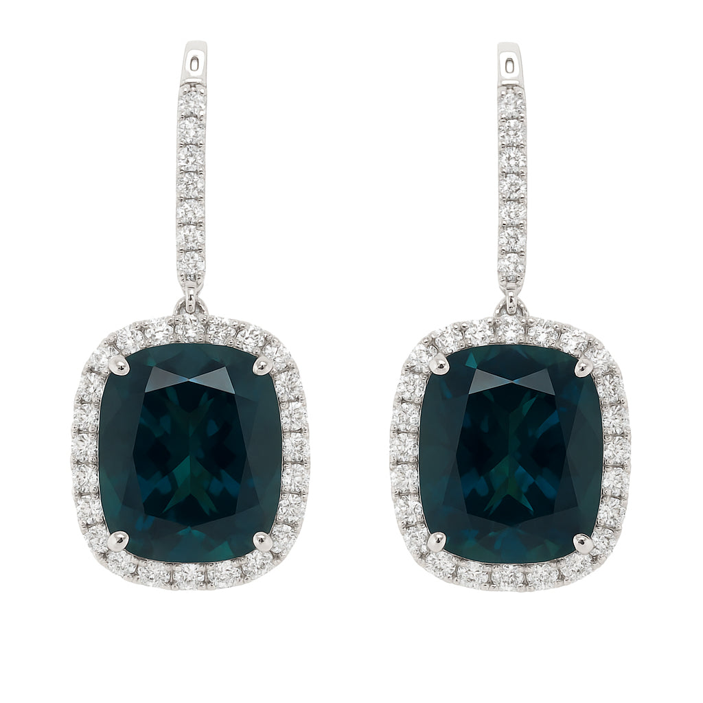CE055596-BT - Earrings 18KW/5.3G 2TOURM-13.45CT 62RD-1.35CT