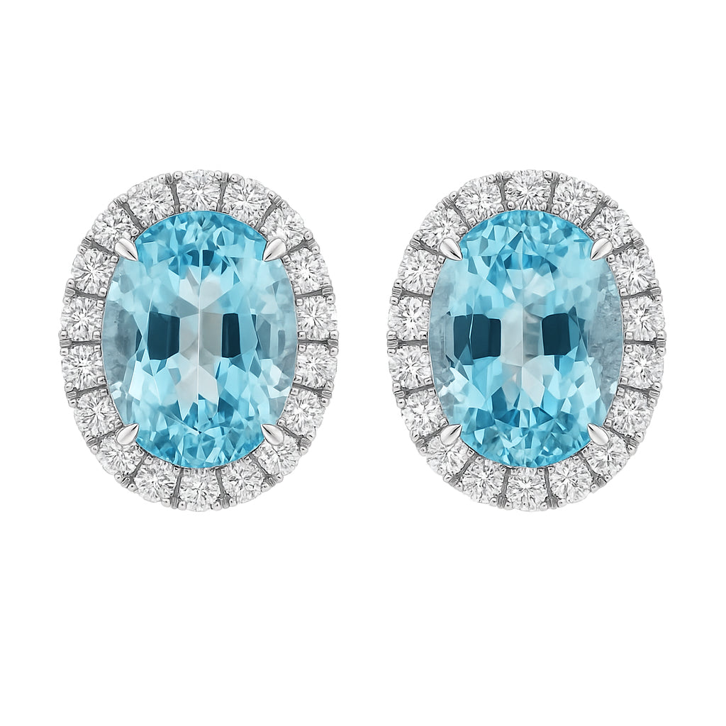 CE055862-AQ - Earrings 18KW/5.9G 2AQUA-8.67CT 48RD-0.91CT