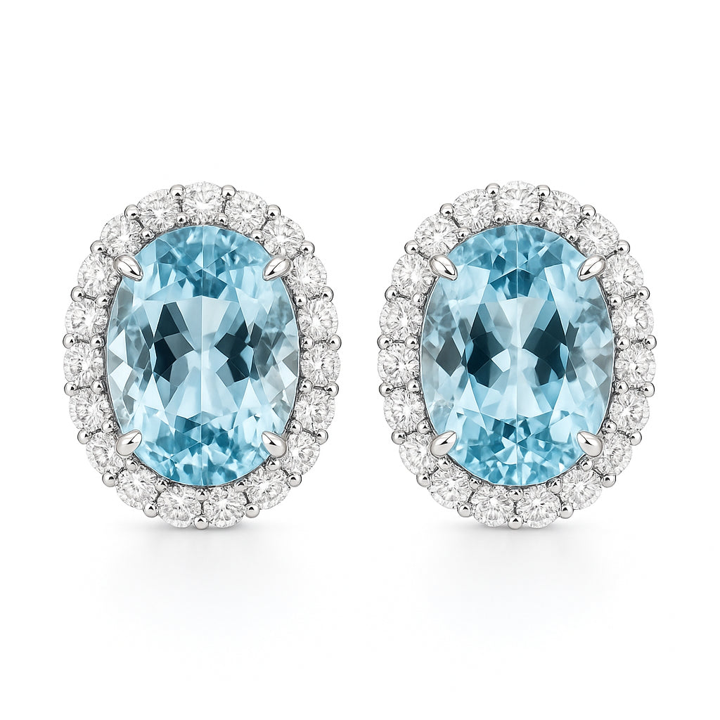 CE055863-AQ - Earrings 18KW/5.4G 2AQUA-6.77CT 44RD-0.73CT