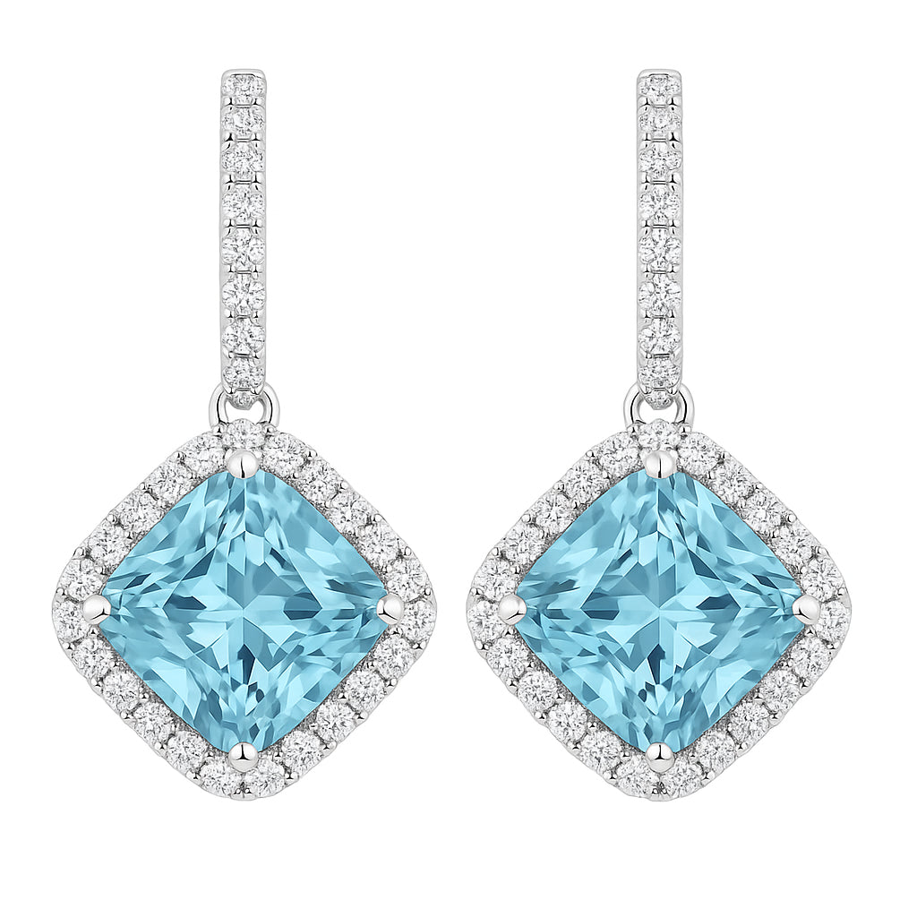 CE055872-AQ - Earrings 18KW/6.8G 2AQUA-12.50CT 66RD-1.19CT