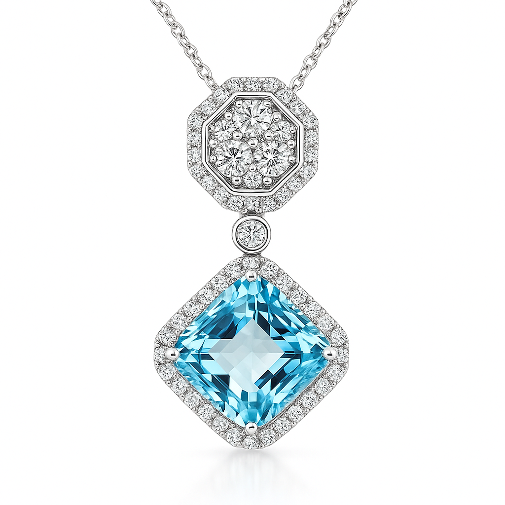 CP055947-AQ - Pendant 18KW/4.8G 1AQUA-7.57CT 4RD-0.48CT 66RD-0.51CT