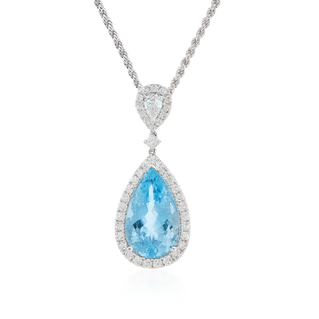18K White Gold Aquamarine Pendant, 0.30ct
