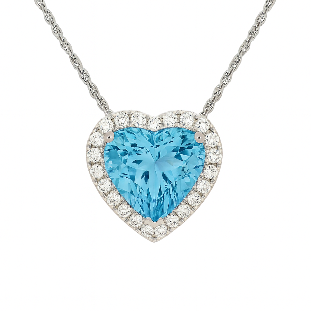 Handmade 18K White Gold Aquamarine Pendant, 4.02ct