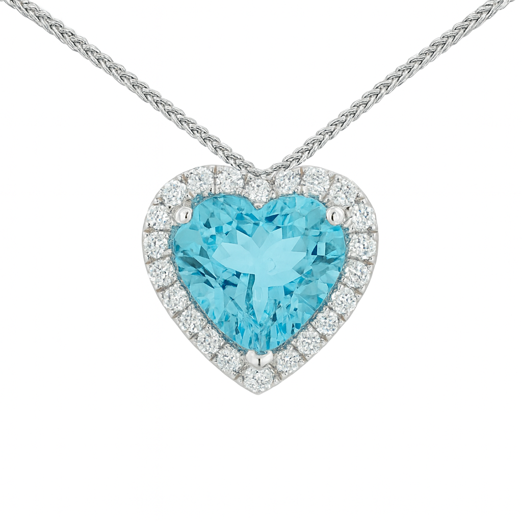 Handmade 18K White Gold Aquamarine Pendant, 4.9ct