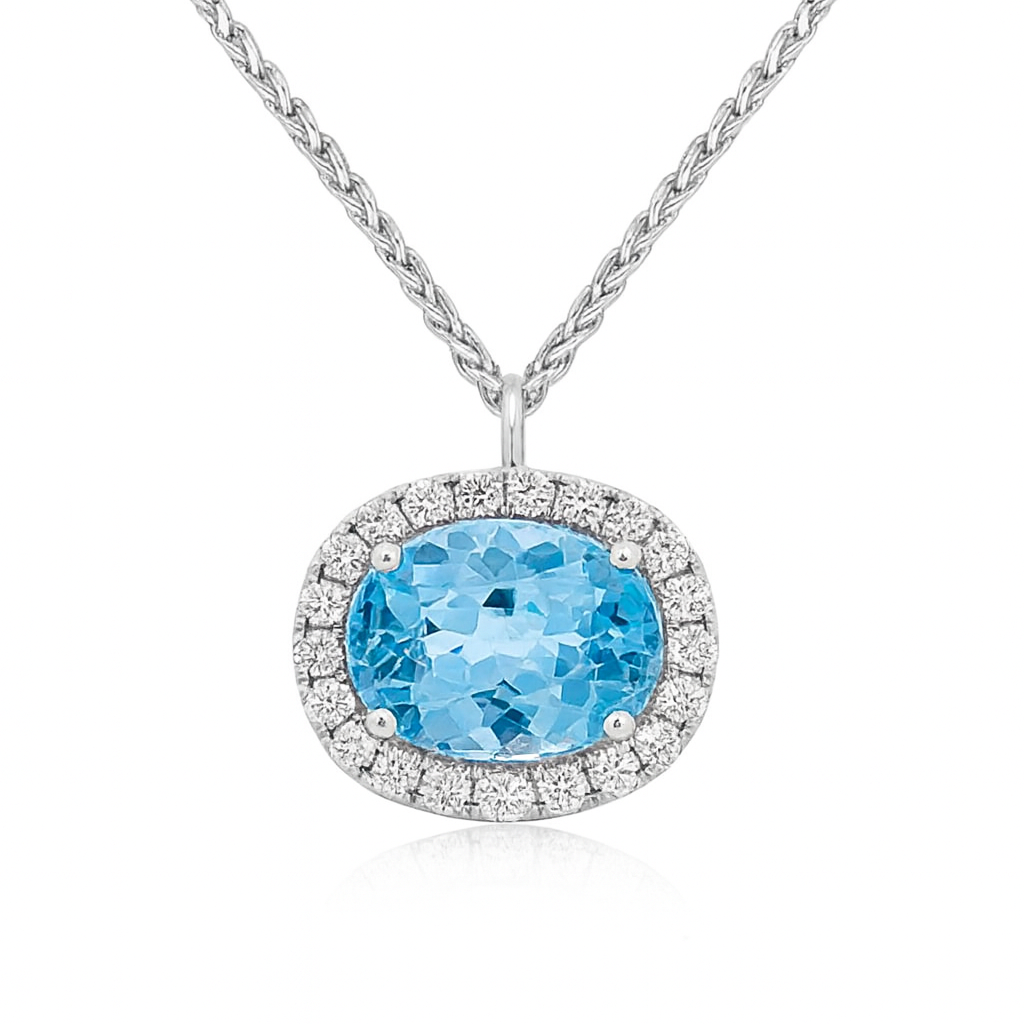 Handmade 18K White Gold Aquamarine Pendant, 4.97ct