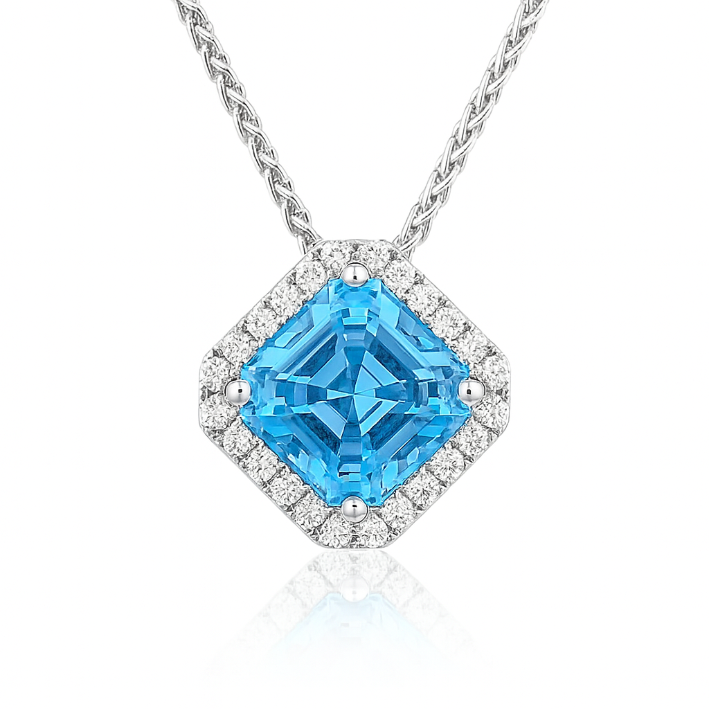 Handmade 18K White Gold Aquamarine Pendant, 5.13ct