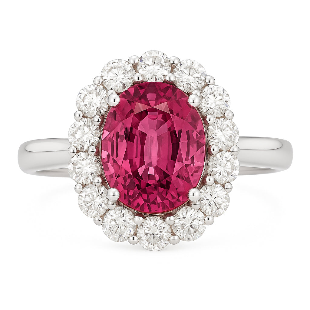 CR055601-PT - Ring 18KW/5.3G 1TOURM-3.31CT 13RD-1.01CT