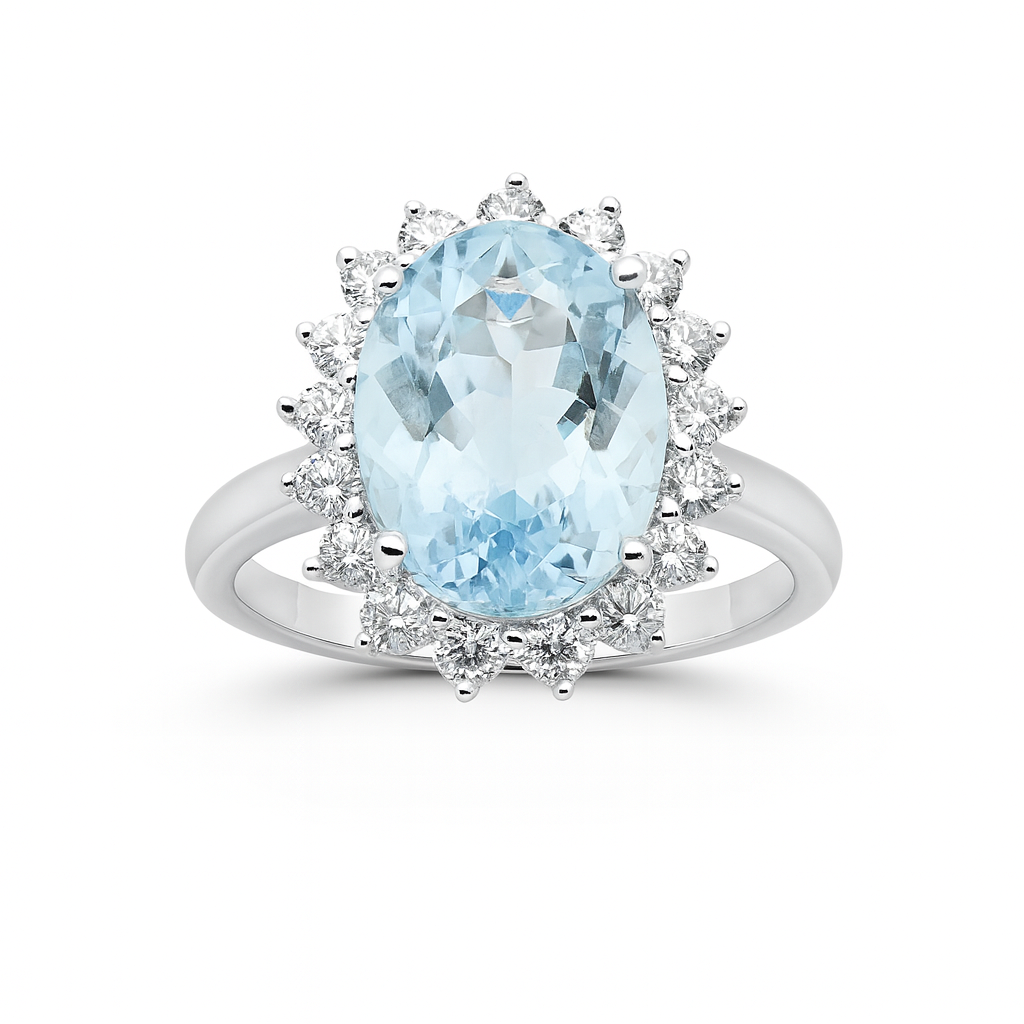 CR055707-AQ - Ring 18KW/5.4G 1AQUA-4.38CT 18RD-0.62CT