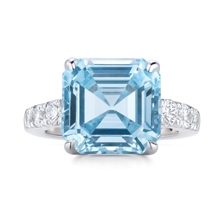 CR055710-AQ - Ring 18KW/5.5G 1AQUA-5.59CT 8RD-0.74CT