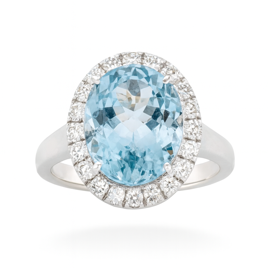 CR055711-AQ - Ring 18KW/6.0G 1AQUA-5.39CT 22RD-0.49CT