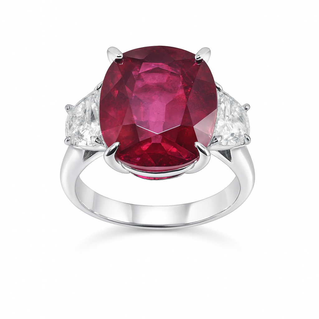 Handmade 18K White Gold Rubellite Ring, 6.83ct