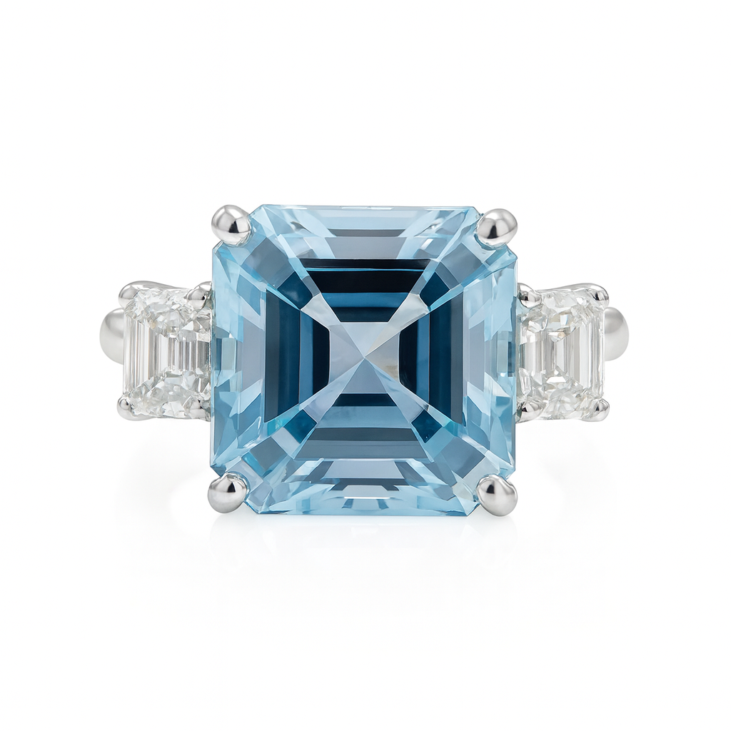 CR056698-A - Ring PLAT 1AQUA-6.99CT 2DIA-1.02CT