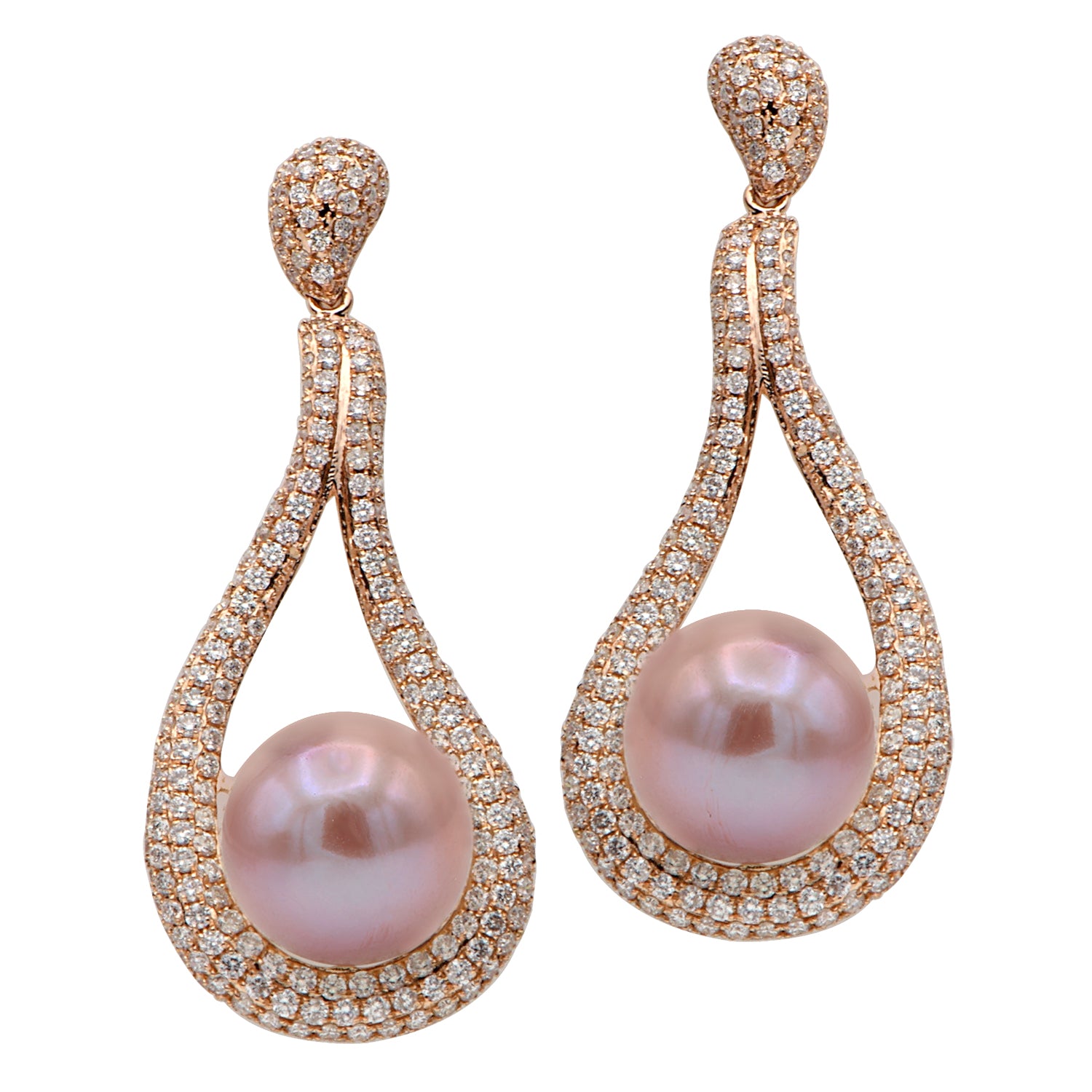 18KR Freshwater Pearl Earrings, 12-13mm