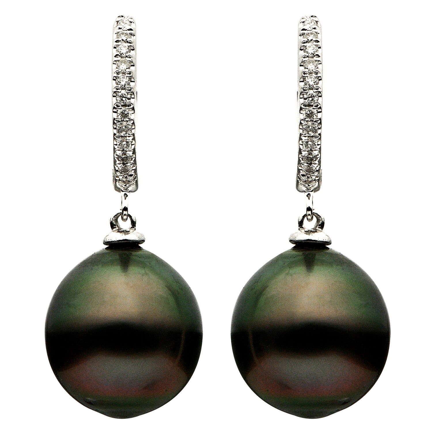 14KW Tahitian Pearl Earrings, 10-11mm