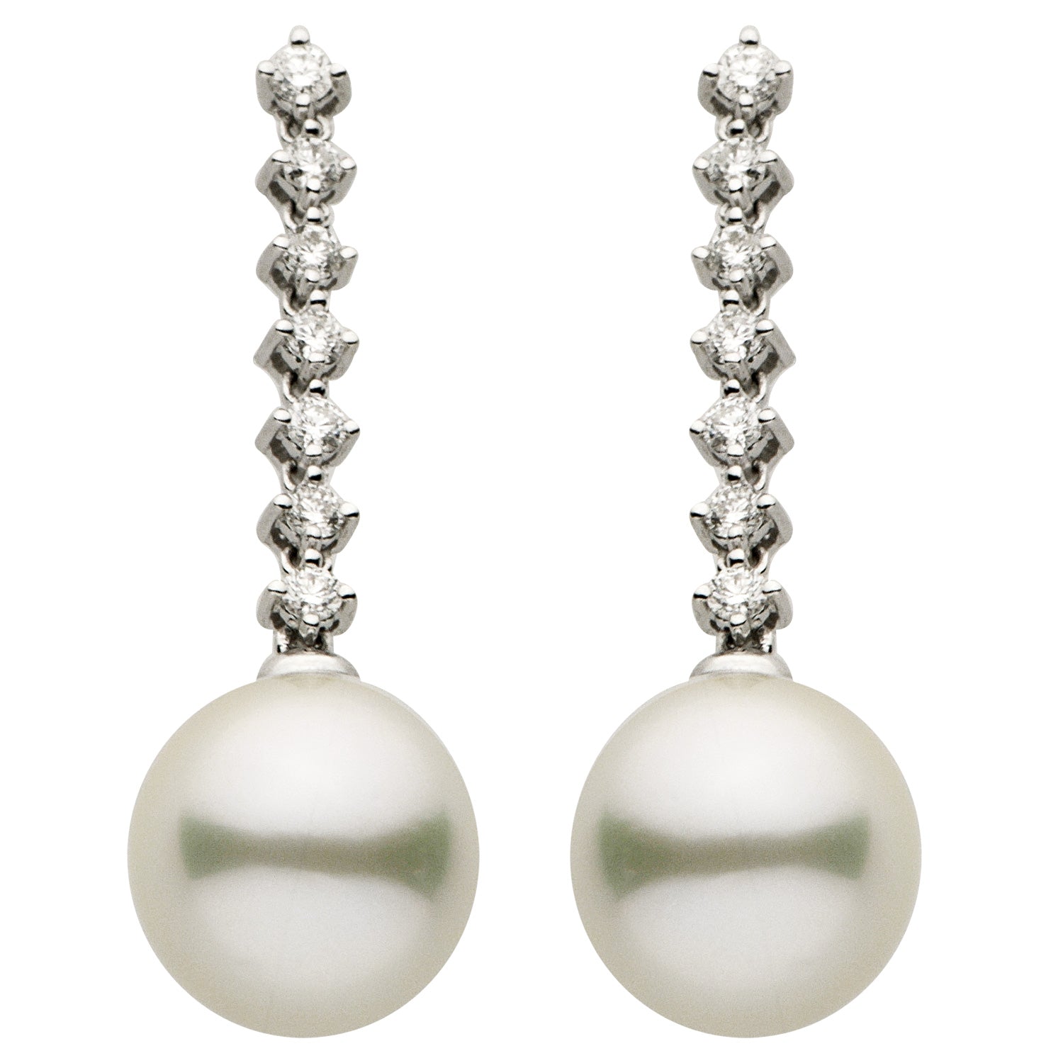 18KW White South Sea Pearl Earrings, 10-11mm
