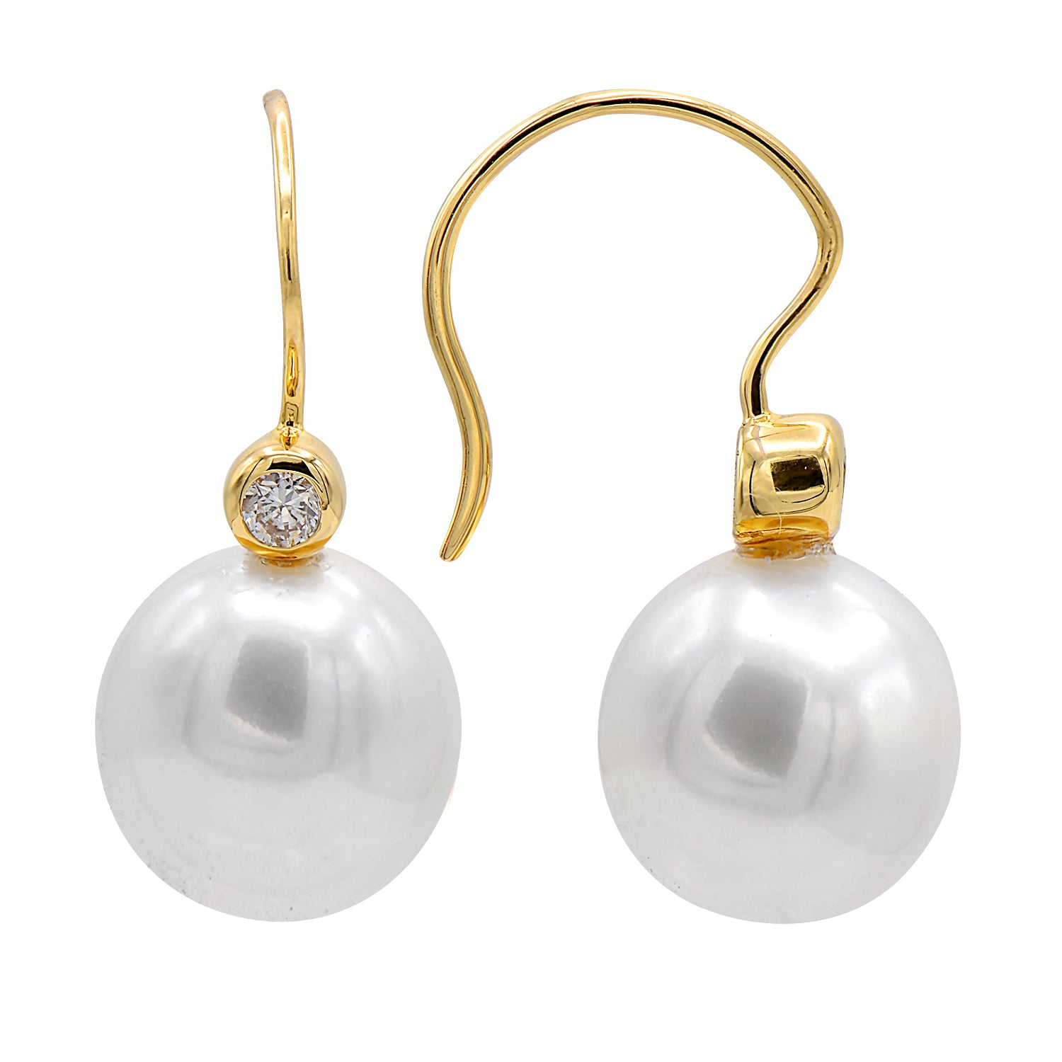 Earrings 18KY/1.3G 2RD-0.24CT W.FW  11-12mm