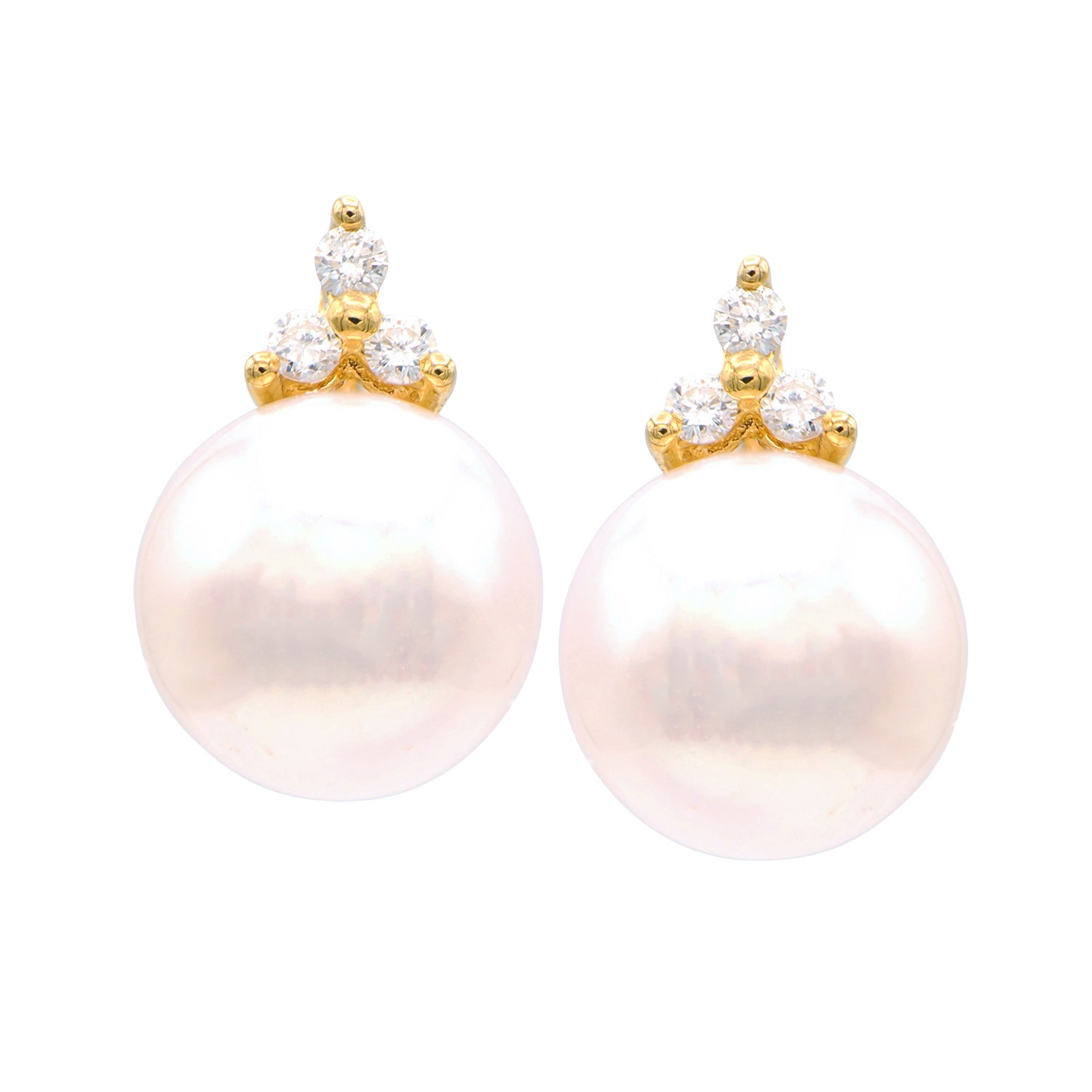 E012098Y-F - 14KY/1.3G FW_Earring 6RD-0.12CT 9-10mm