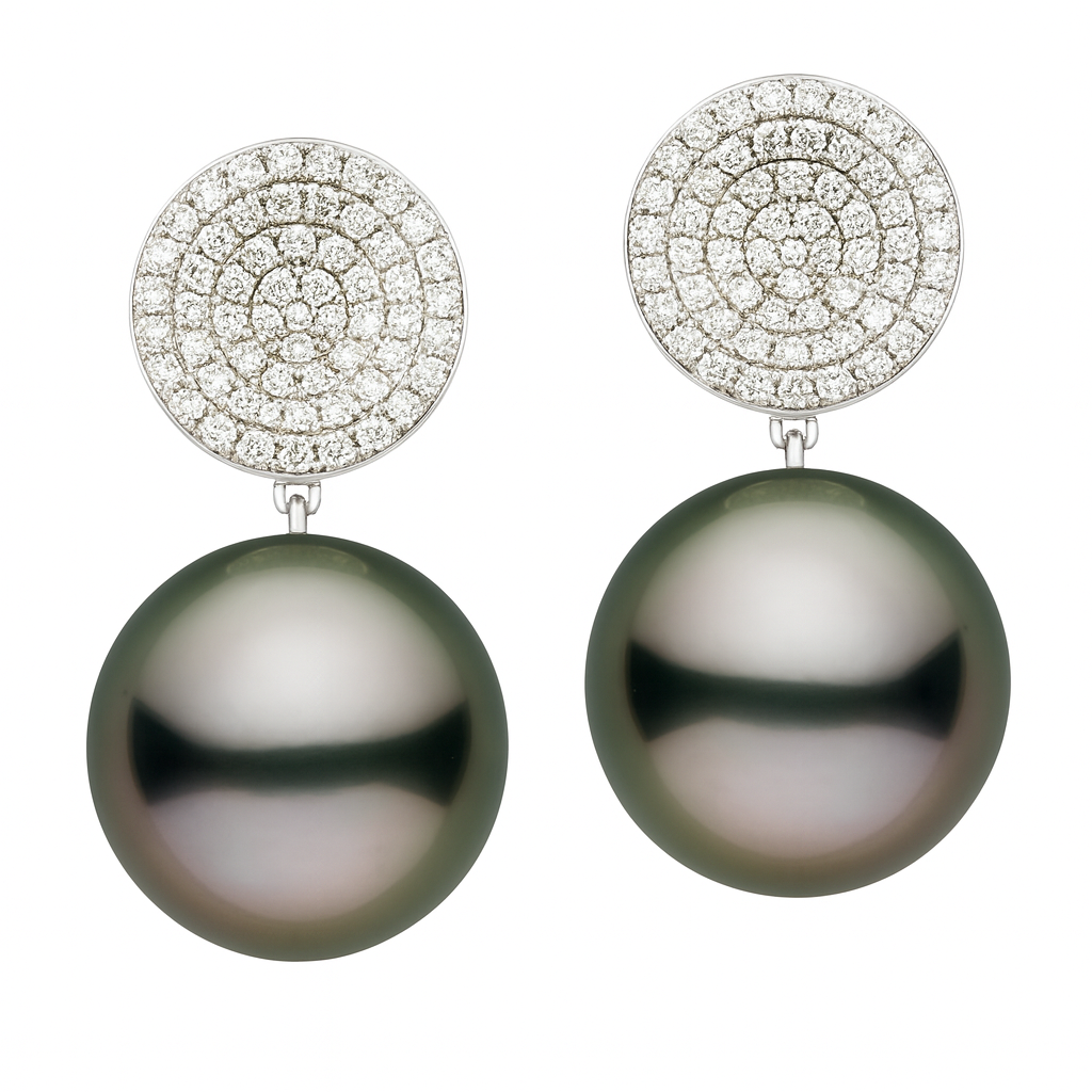 14KW Tahitian Pearl Earrings, 11-12mm