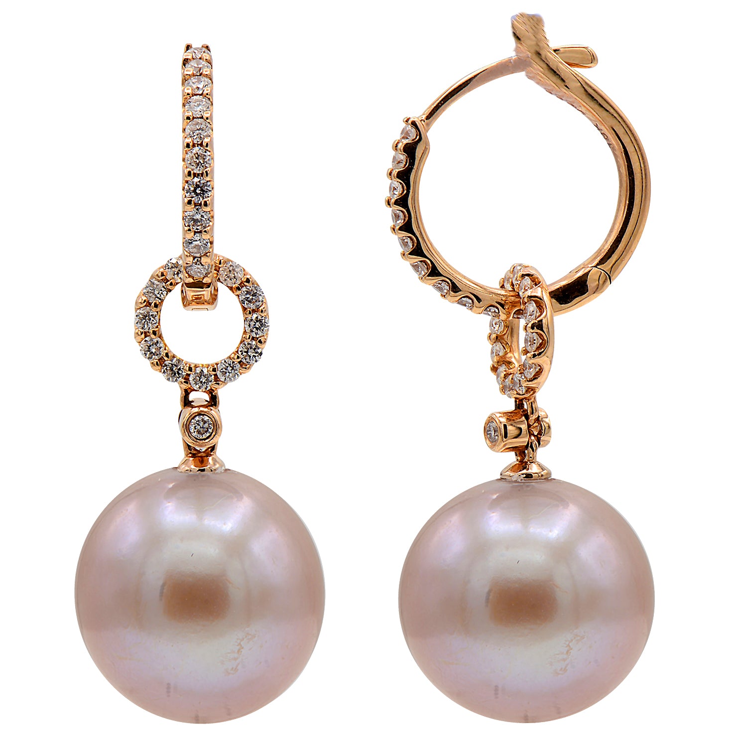 18KR Freshwater Pearl Earrings, 11-12mm