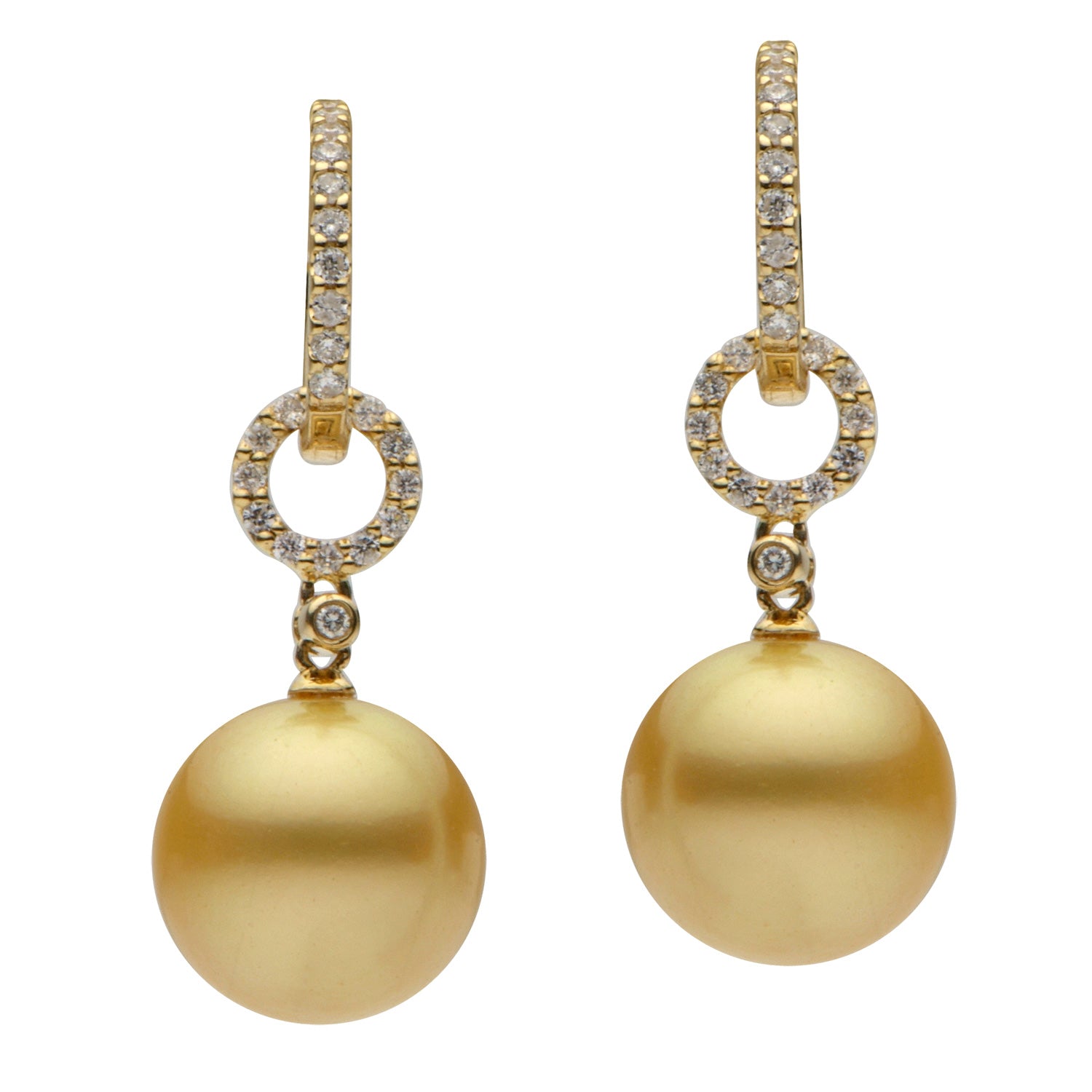 18KY White South Sea Pearl Earrings, 10-11mm